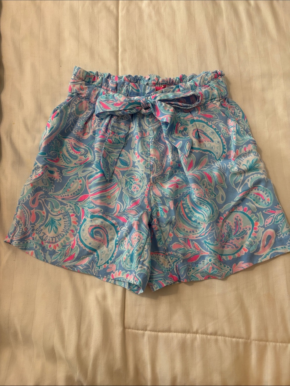 Lilly Pulitzer Blue Paisley Tie-Waist High-Rise Women’s Shorts